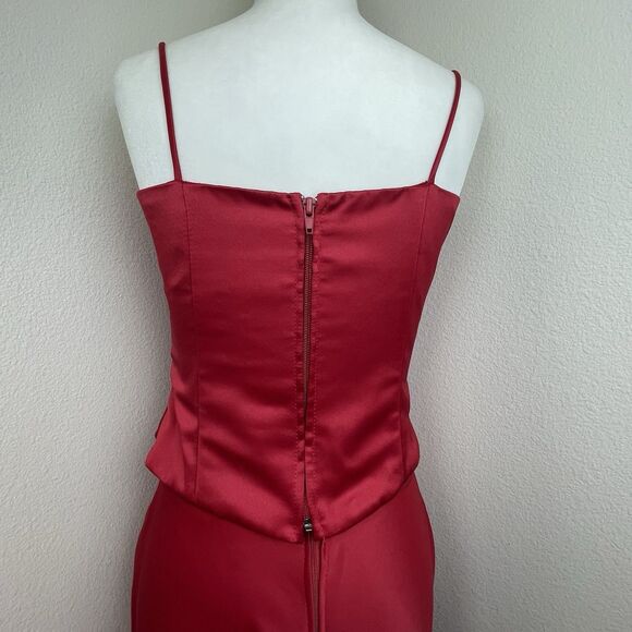 Rebecca Red 2pcs Gown Rhinestone Prom HOCO Bridesmaid-M - Picture 6 of 16